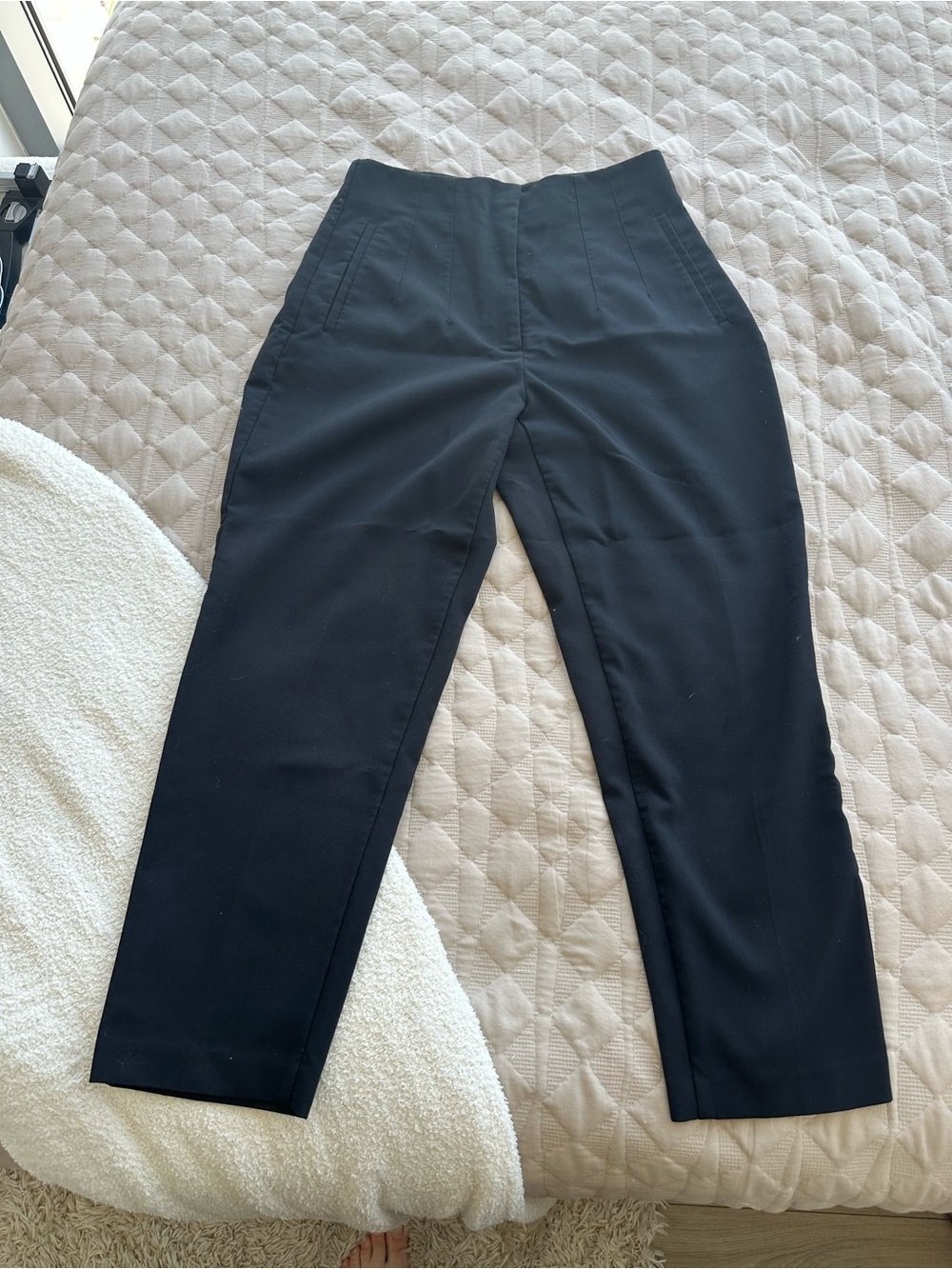 Zara Black High-Waist Tapered Trousers